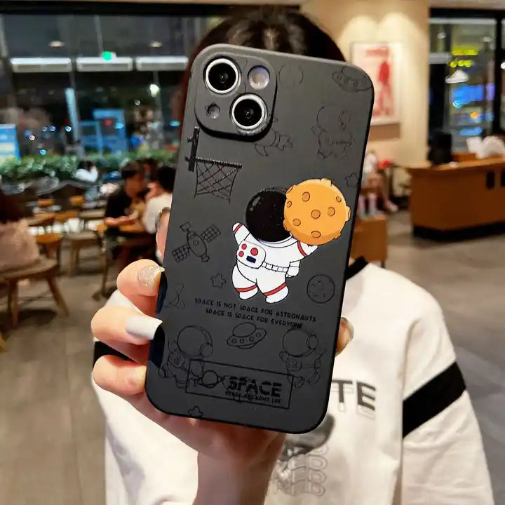 Astronaut on the Moon iPhone black case basketball moon in hand  welcome to the space travel into space