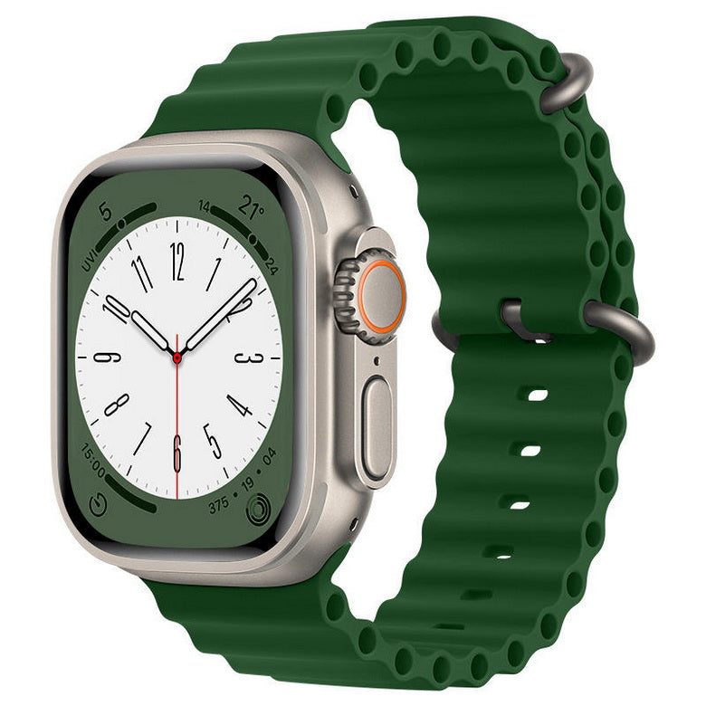 Silicone Ocean band for Apple Watch green with watch