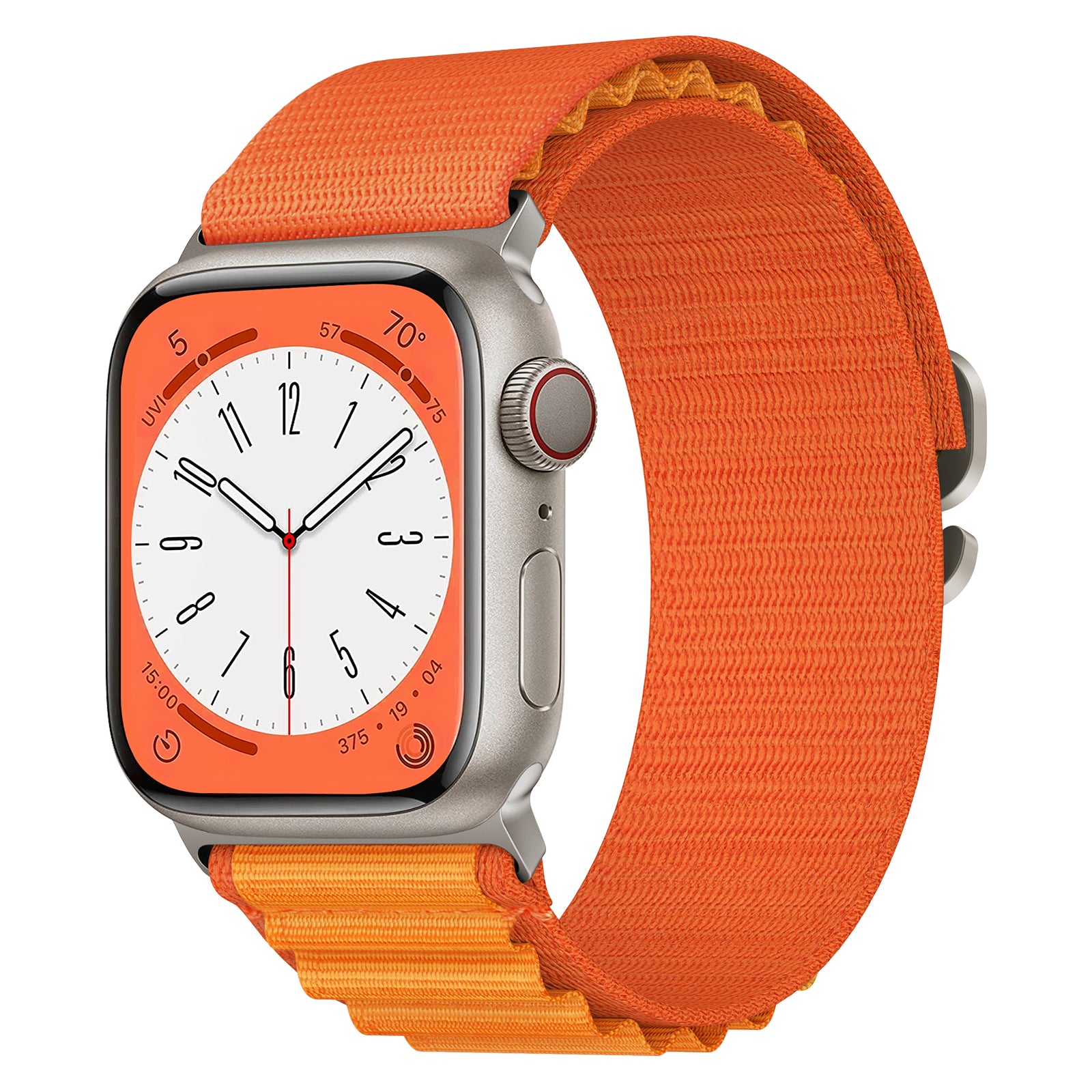 Nylon Alpine Loop band for Apple Watch orange with watch