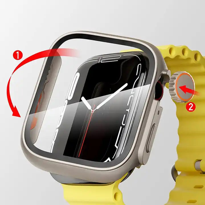 Screen protector in the style of Apple Watch Ultra case watch yelow band