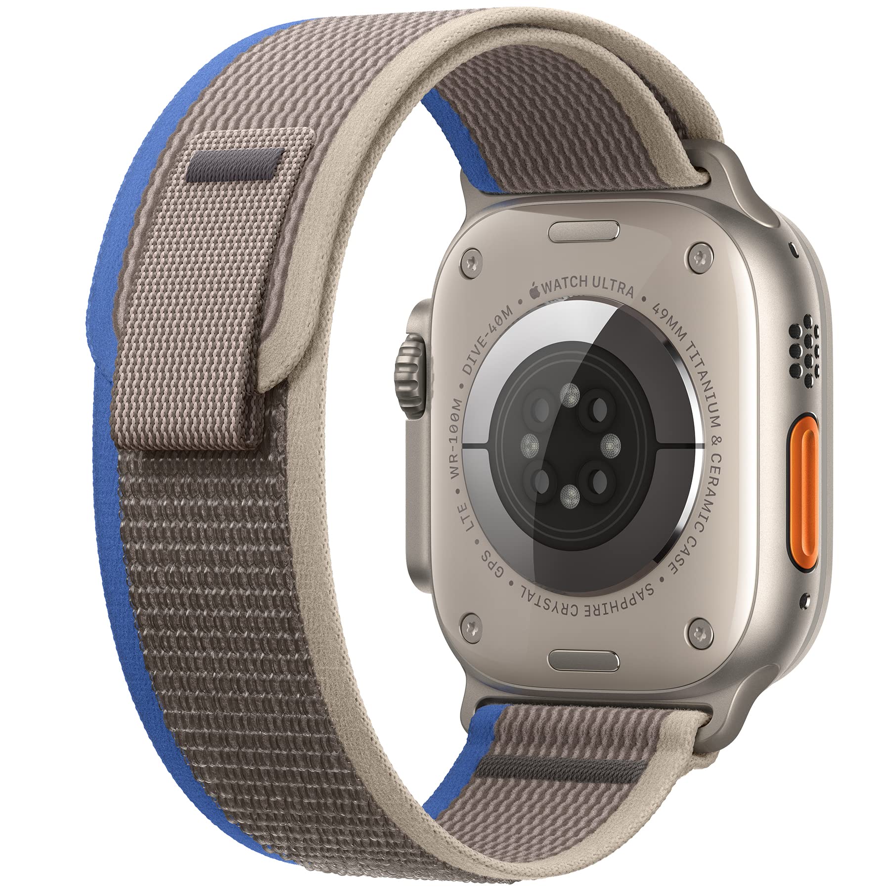 Nylon Trail Loop band for Apple Watch dark gray light gray and blue back