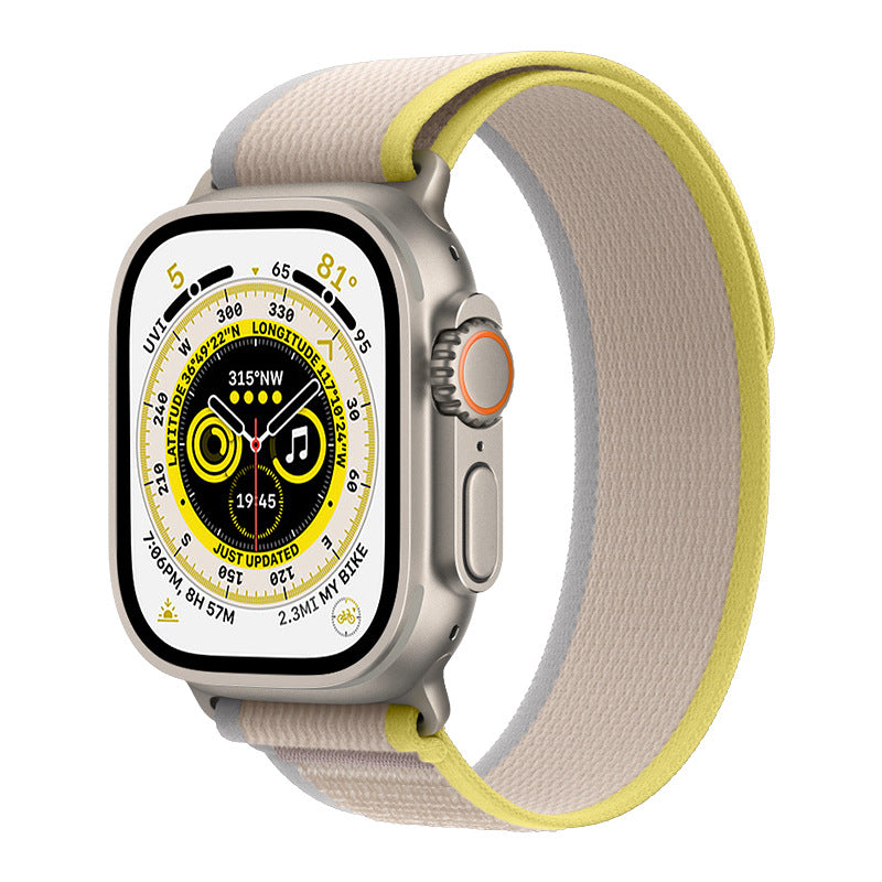 Nylon Trail Loop band for Apple Watch white yellow gray front