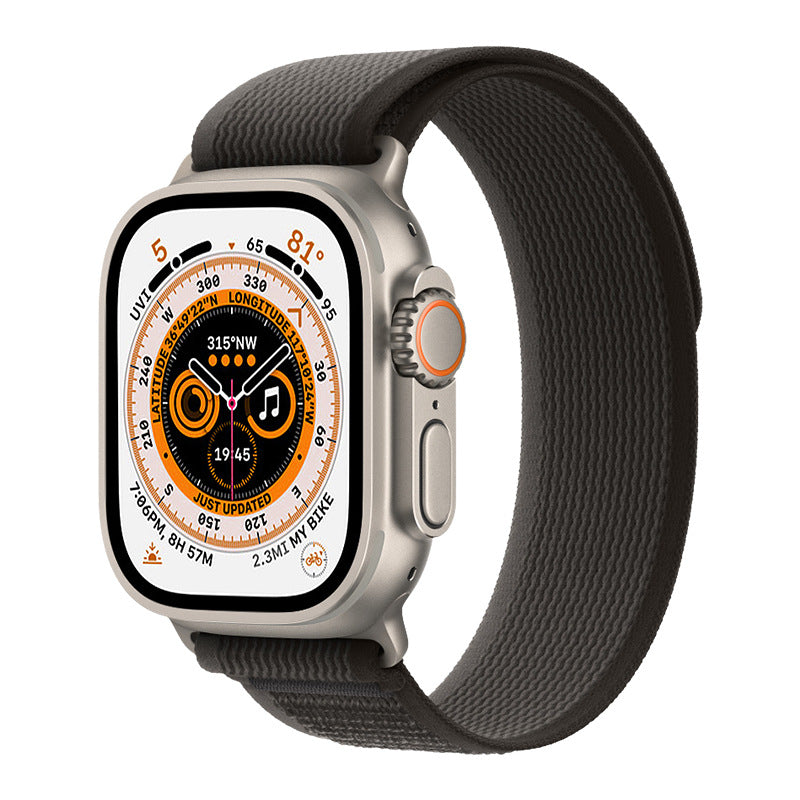 Nylon Trail Loop band for Apple Watch dark gray and orange front