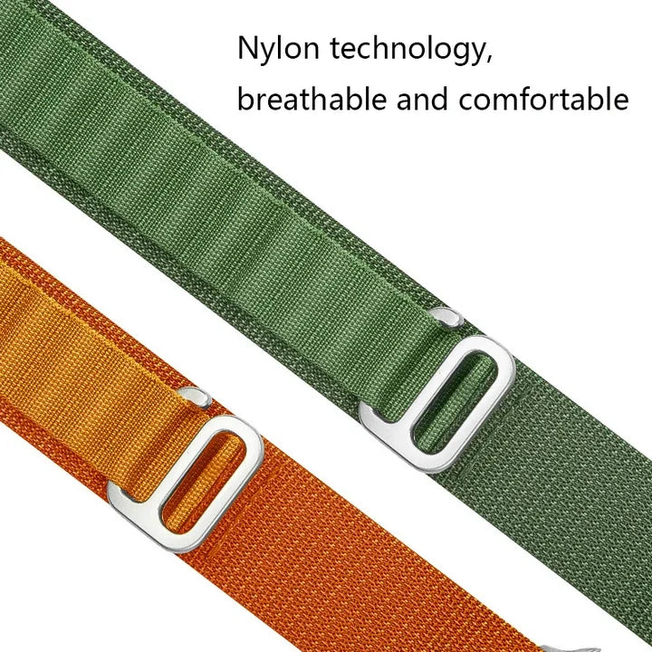 Nylon Alpine Loop band for Apple Watch green orange breathble and comfortable