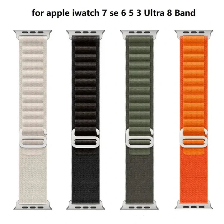 Nylon Alpine Loop band for Apple Watch white black green orange full size