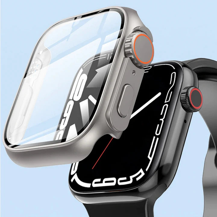 Screen protector in the style of Apple Watch Ultra case and black watch