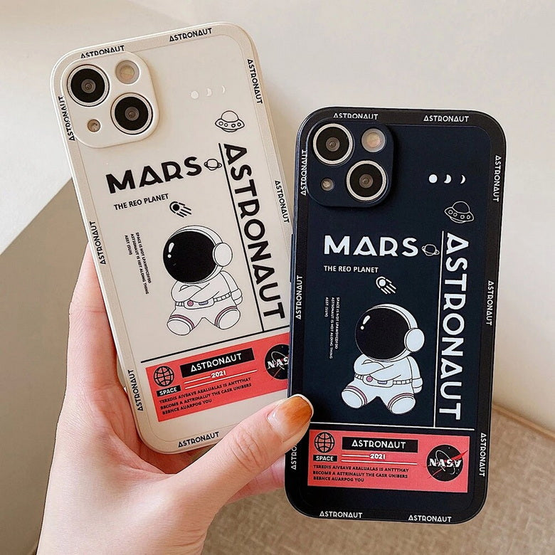 Astronaut on Mars iPhone two case white black in hand