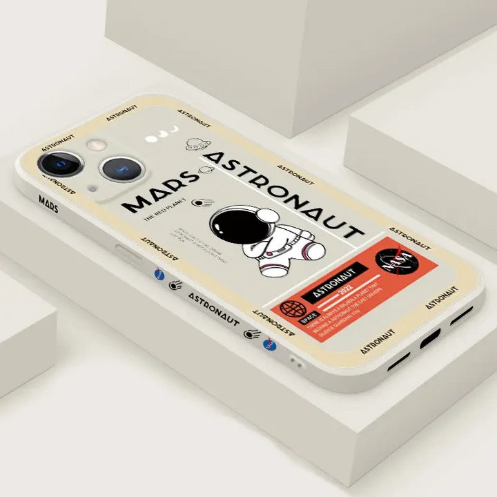 Astronaut on Mars iPhone case white on the desk